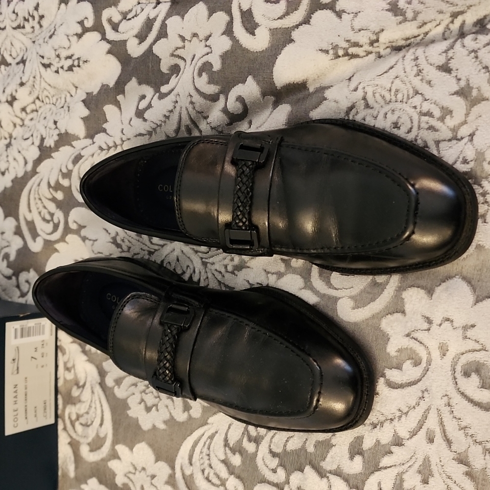 Mens dress shoe Cole Haan size 7M C29041 Black Warner Grand Bit Lfr used